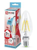 Лампа светодиодная LED-СВЕЧА-deco 7Вт 230В Е14 4000К прозр. IN HOME