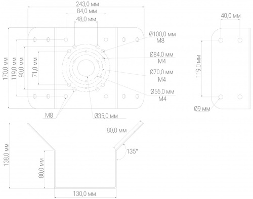 BOLID BR-102 Gabaritnye razmery